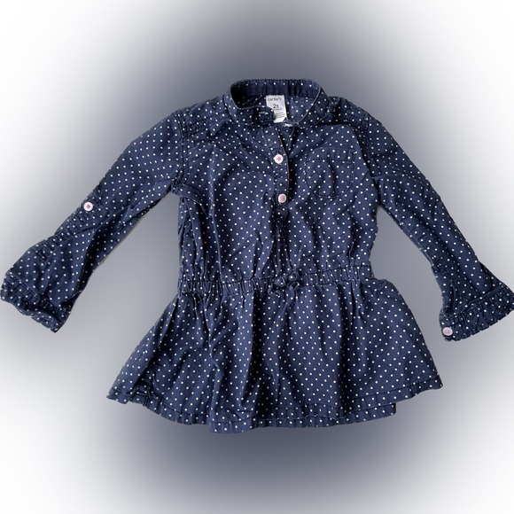 Carter's Other - Carters Girls Size 2 Blue Polka Dot Long Sleeve Top button down